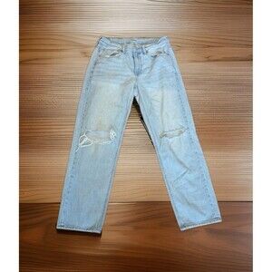American Eagle 90's Straight Ripped Women's Light Wash Jeans SZ 6 Short